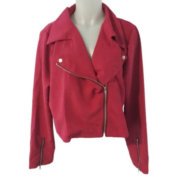 Jackets & Blazers - Plus Size Rose Red Zip Jacket